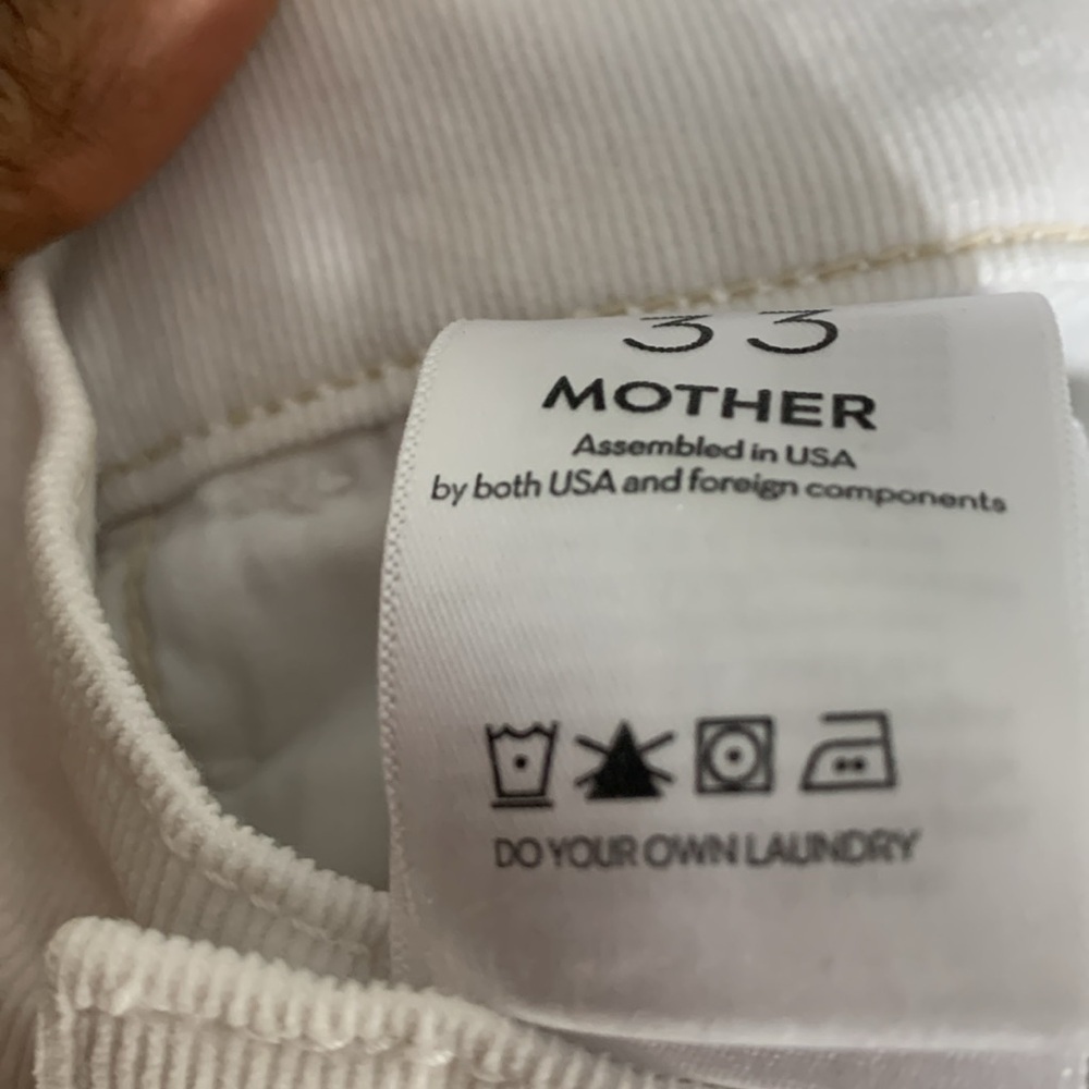 Size 33 MOTHER The Hustler High-Rise Ankle Fray corduroy white Jeans - Picture 9 of 10